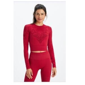 NWT Fabletics Flora Seamless Long-Sleeve Top BLACK Size L Large